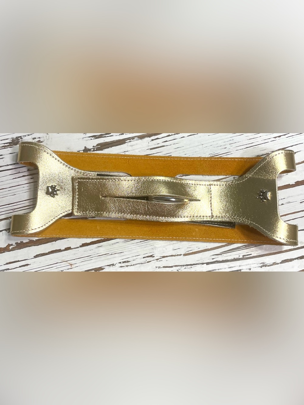 Metallic Gold Leather Step-in Choke Free Harness 25 inches